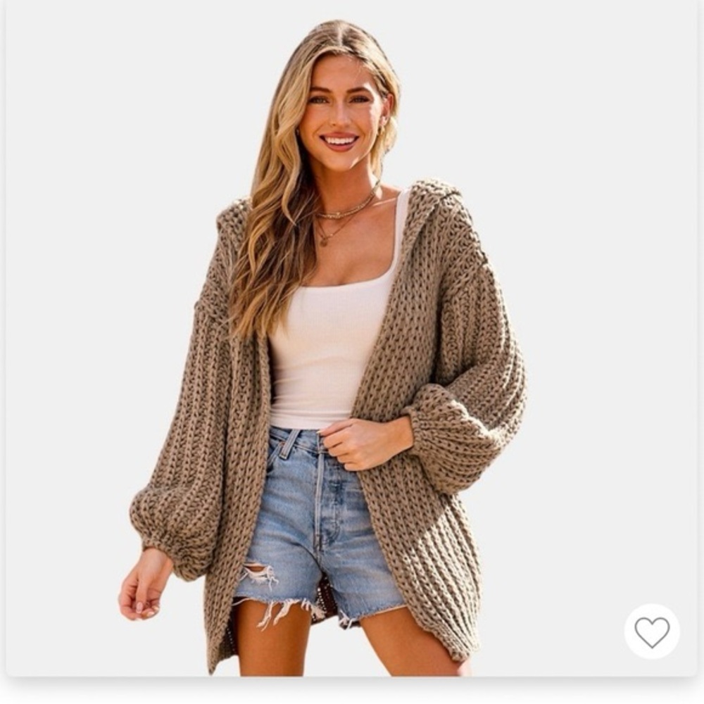 Cupshe Chunky Knit Cardigan - Brown